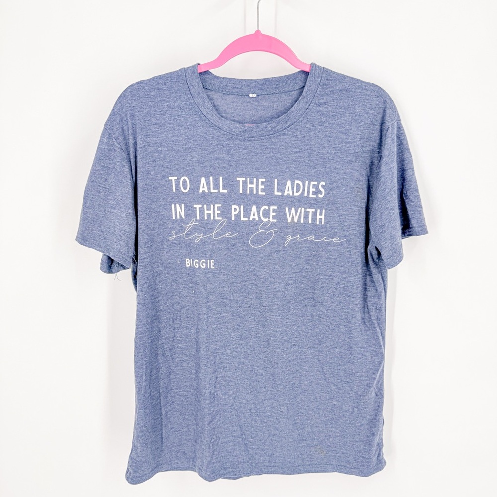 Women's Blue Short Sleeve Tee “Biggie” lyrics